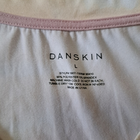 Danskin Short Sleeved Tee Pink Striped Tie Dye Top Women's Large Activewear - Picture 7 of 12